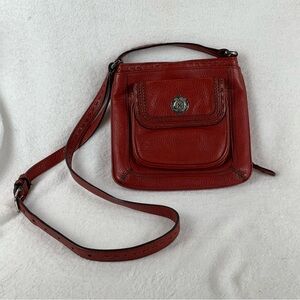 BRIGHTON Organizer Crossbody Purse Red Pebble Leather‎ Soho Bag  Shoulder Boho